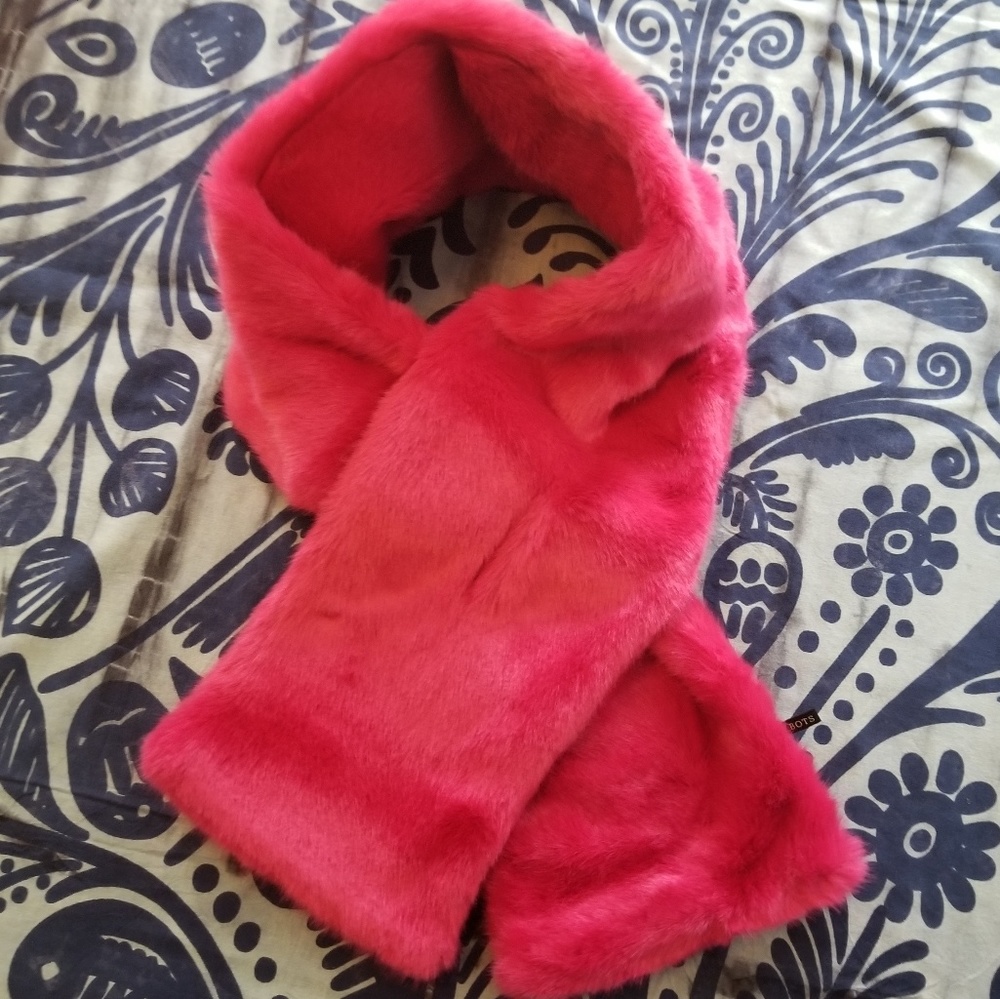 Talbots Faux Fur Hot Pink Scarf